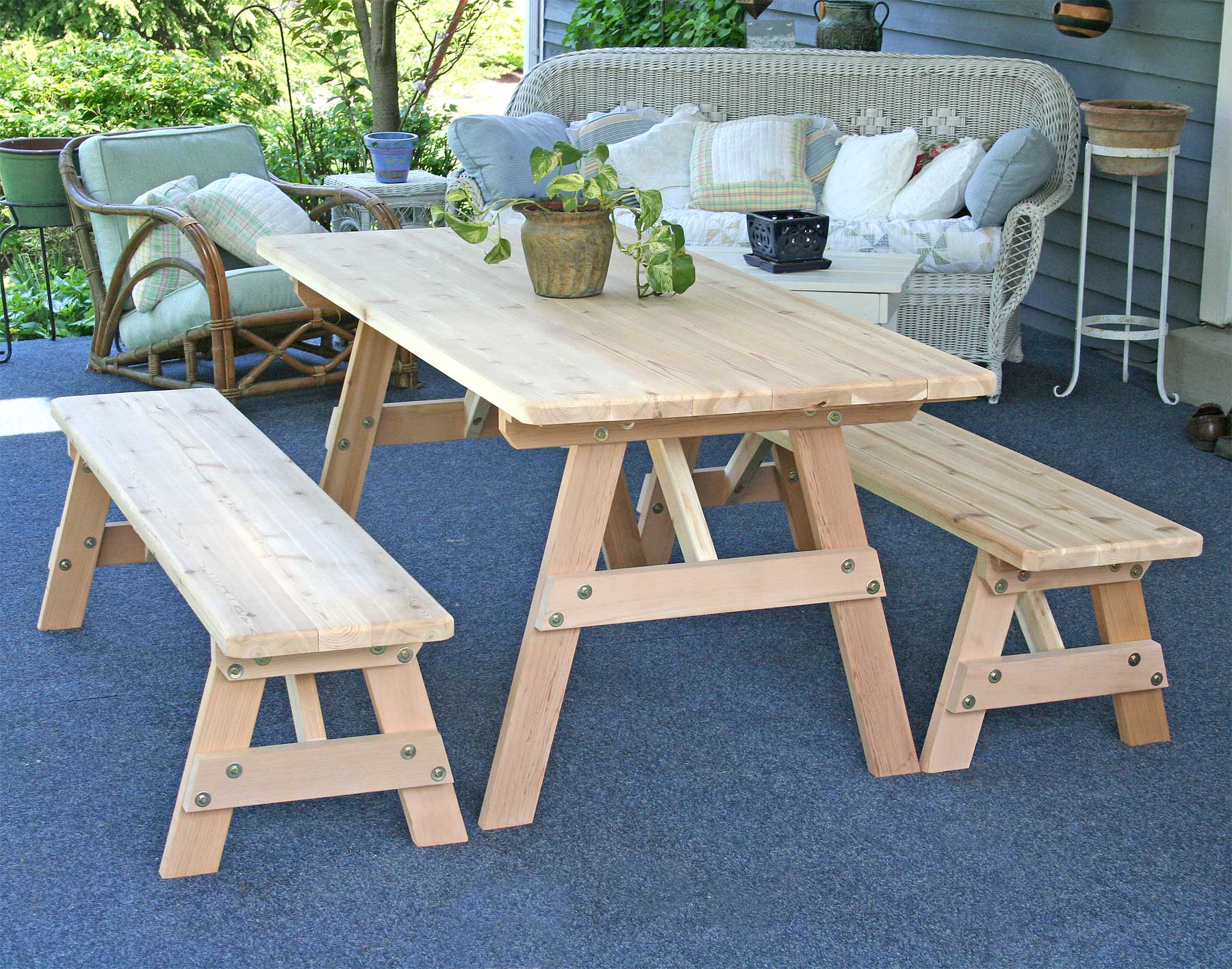 Picnic Table W Unattached Benches Plans Gym Workbench